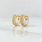 Candongas Doble Carril 2.15gr / 1.1cm / Circones Blancos Oro Amarillo 18K