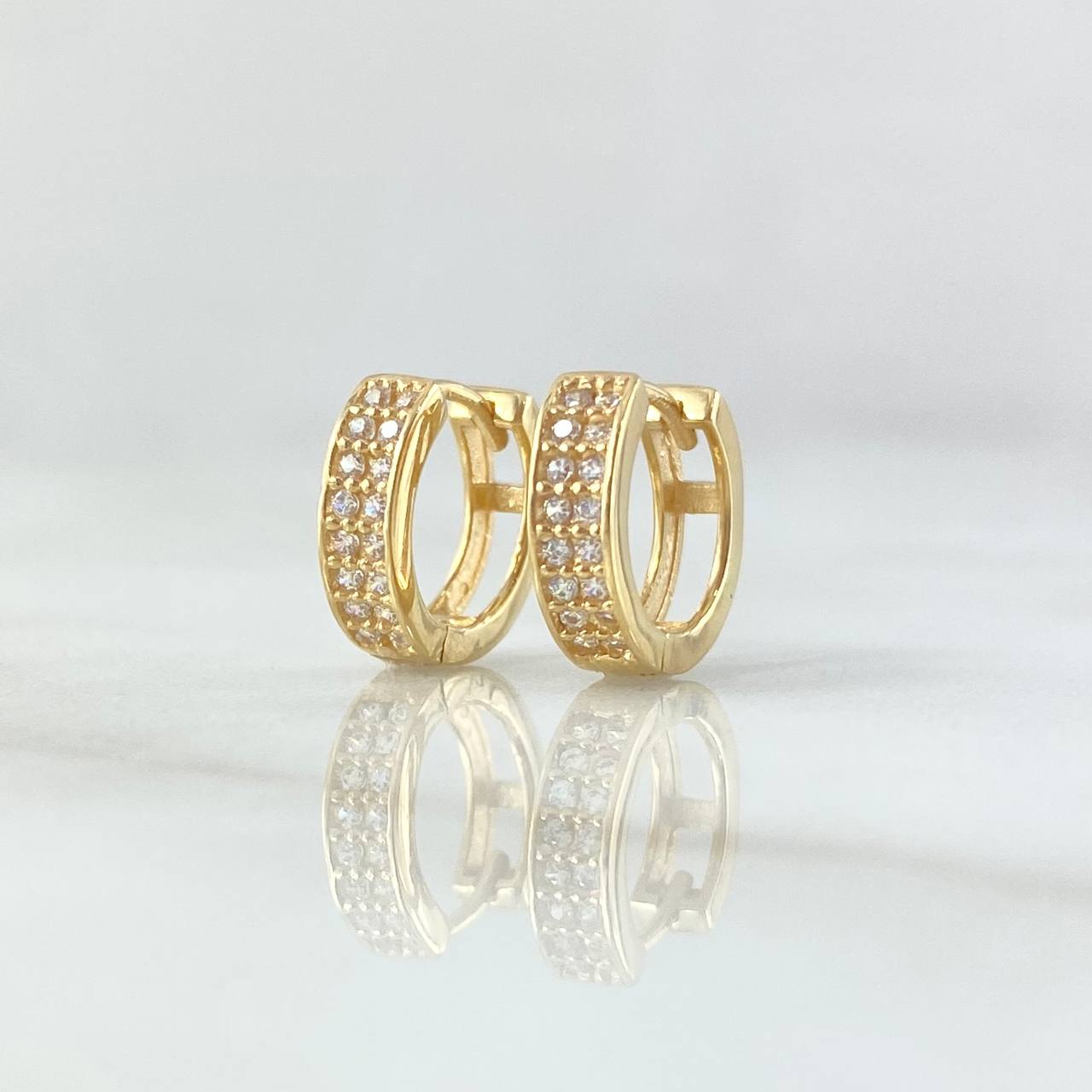 Candongas Doble Carril 2.05gr / 1/2 in / Oro Amarillo 18K