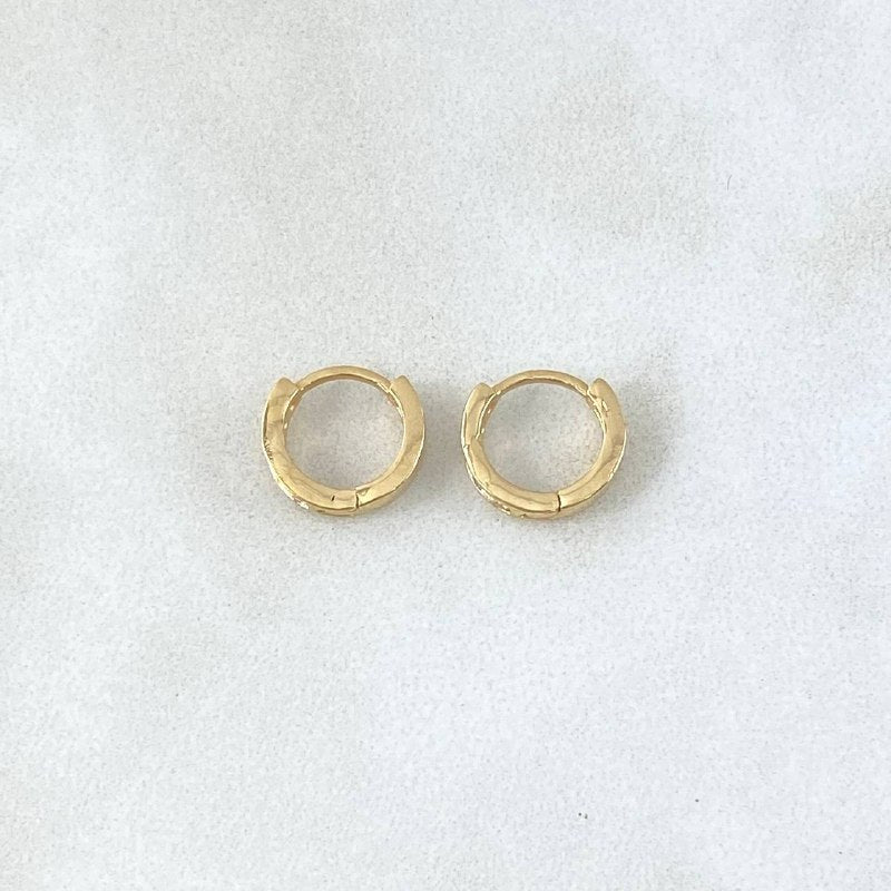 Hoop Earrings Track 1.35gr / 0.9cm / White Zircons 18K Yellow Gold ©