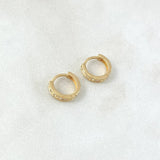 Candongas Carril 1.4gr / 0.9cm / Circones Blancos Oro Amarillo 18K ©