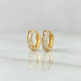 Hoop Earrings Track 1.35gr / 0.9cm / White Zircons 18K Yellow Gold ©