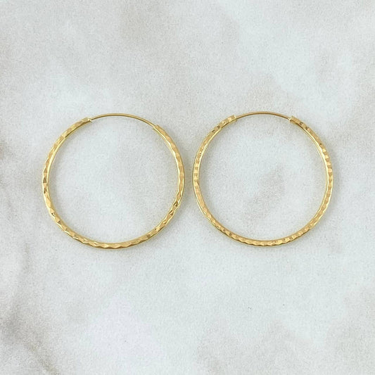 Hoop Earrings Striped Hoop 1.7gr / 3cm / 18K Yellow Gold