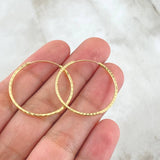 Hoop Earrings Striped Hoop 1.65gr / 3cm / 18K Yellow Gold ©