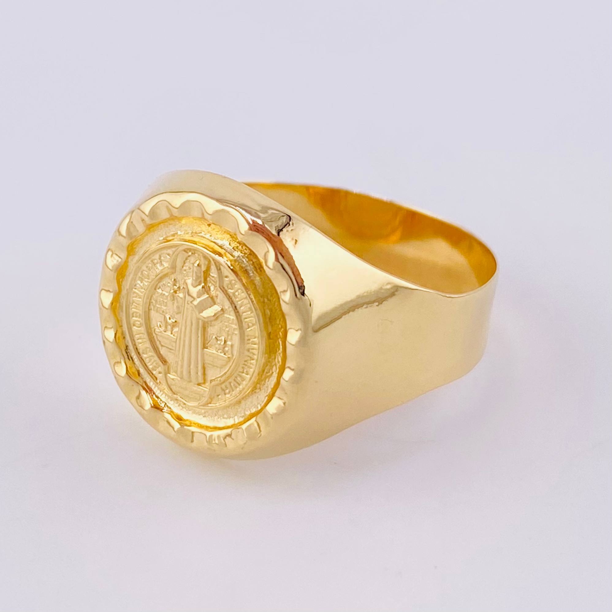San Benito Bordered Signet Ring 3.65g / T10 Yellow Gold 18K