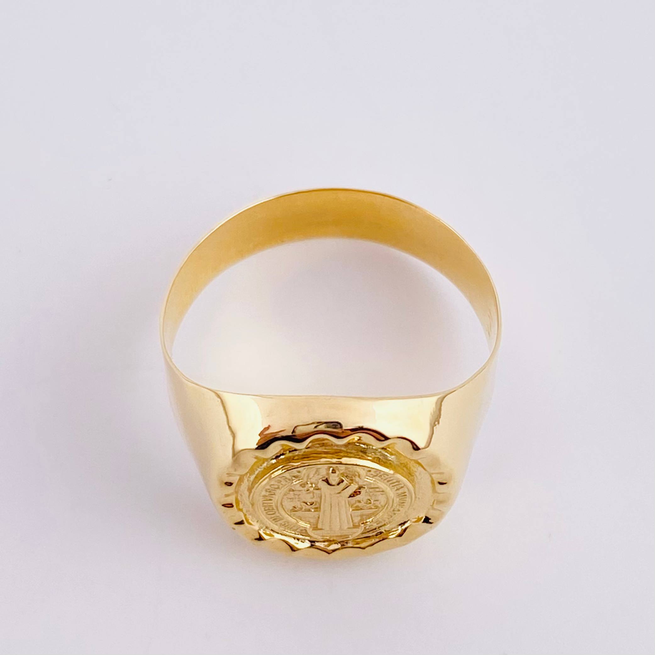 San Benito Bordered Signet Ring 3.65g / T10 Yellow Gold 18K