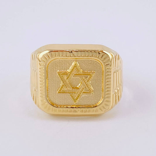 Anillo Sello Estrella de David 3.45g / T9 3/4 Oro Amarillo 18K