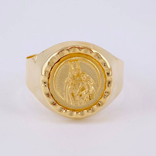 Anillo Bordeado Virgen del Carmen 3.75g / T8 3/4 Oro Amarillo 18K