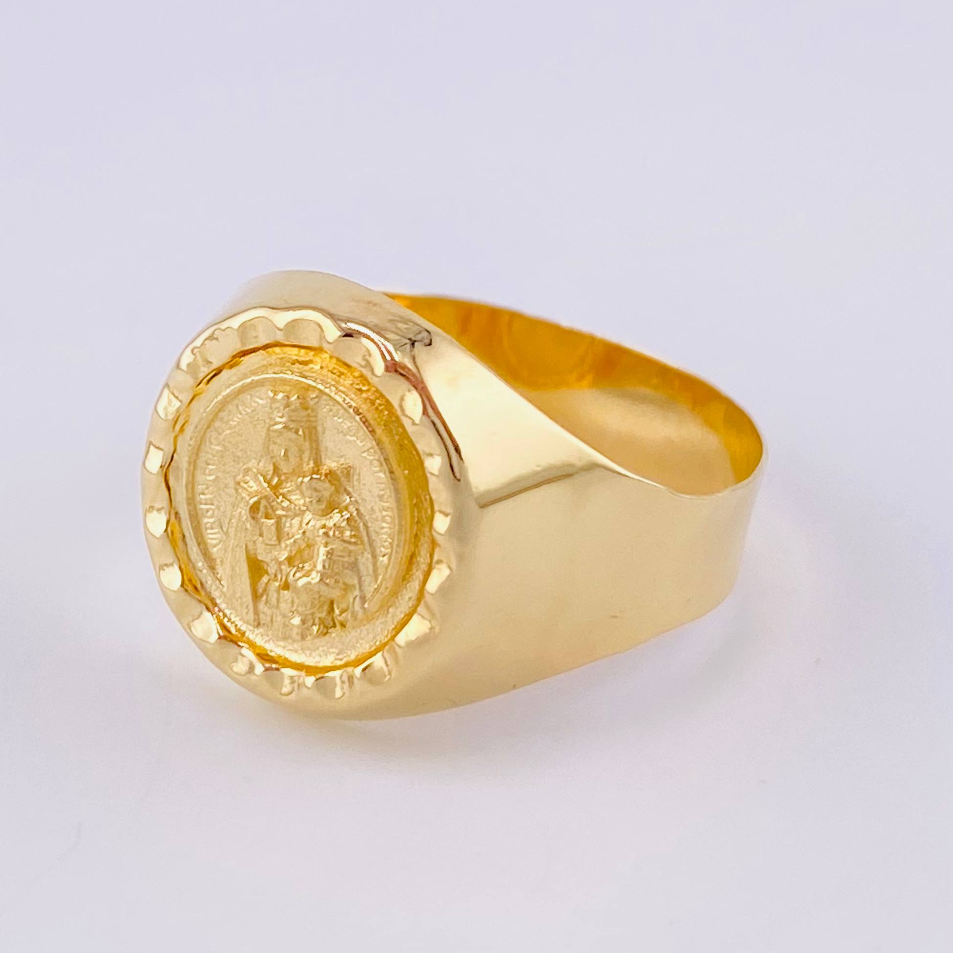Bordered Ring Virgin of Carmen 3.8g / T11 1/4 Yellow Gold 18K