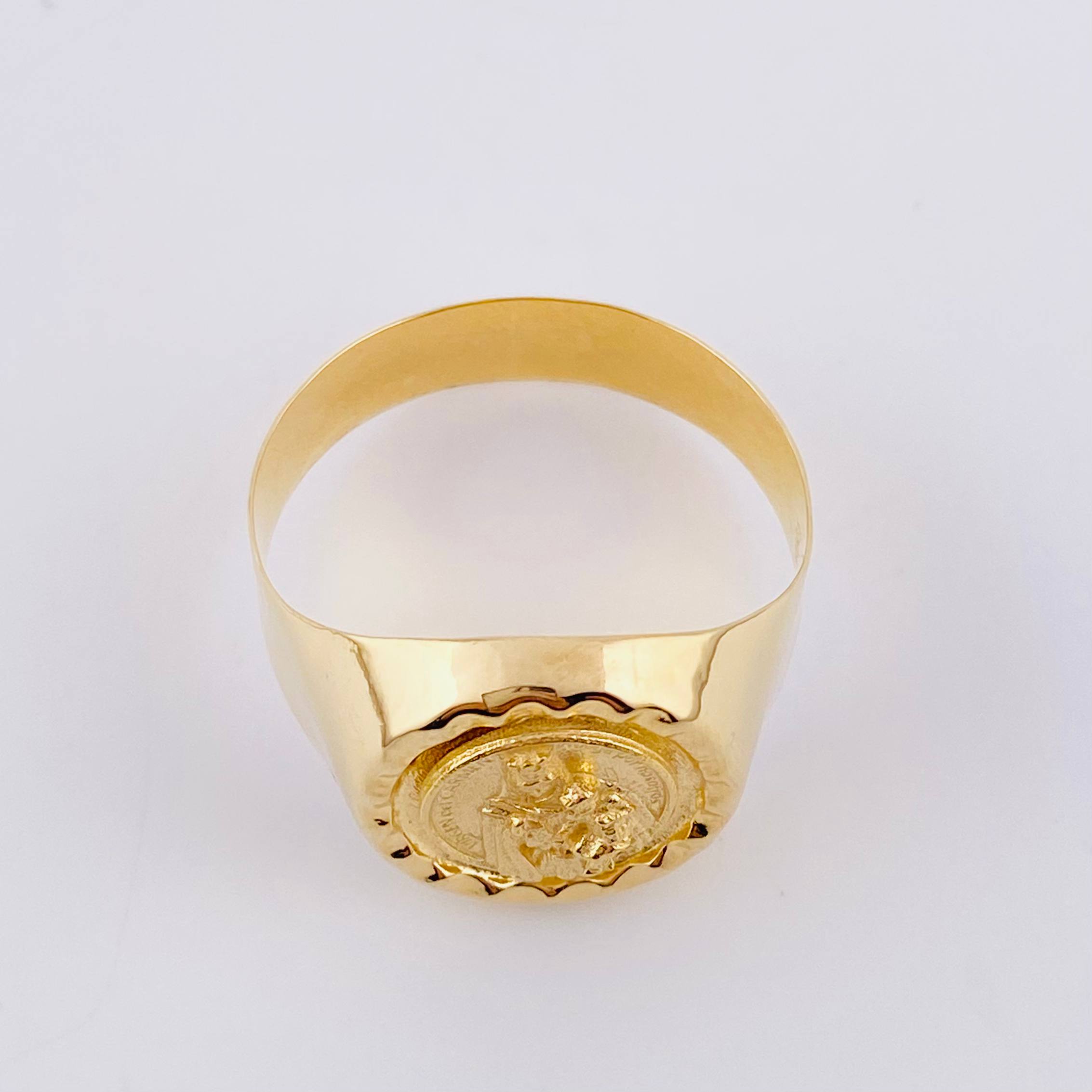 Bordered Ring Virgin of Carmen 3.8g / T11 1/4 Yellow Gold 18K