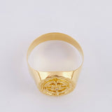 Anillo Sello Bordeado Brujula 3.6g / T12 Oro Amarillo 18K