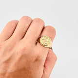 Anillo Sello Bordeado Brujula 3.6g / T12 Oro Amarillo 18K