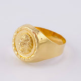 Anillo Sello Bordeado León 3.9g / T11 1/4 Oro Amarillo 18K
