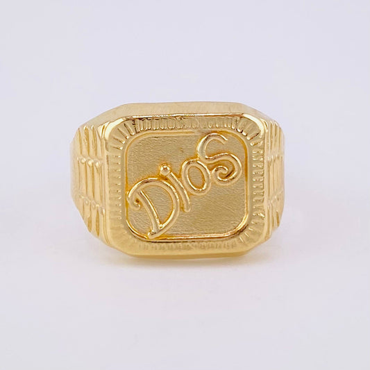 Anillo Sello Dios 3.45g / T8 1/2 Oro Amarillo 18K