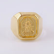 Christ Signet Ring Sparkles 3.85g / Size 8 1/2 Yellow Gold 18K