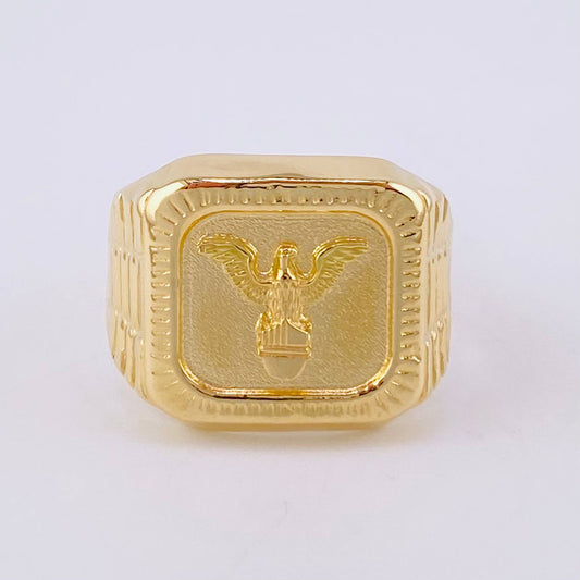 Anillo Sello Águila Bordeada 3.35g / T9 Oro Amarillo 18K