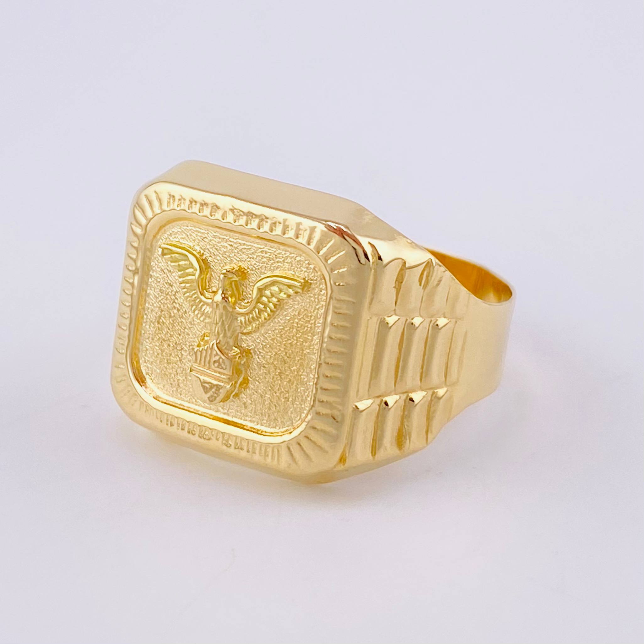 Anillo Sello Aguila Bordeada 3.5g / T11 1/2 Oro Amarillo 18K