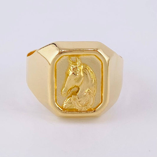 Anillo Sello Caballo 3.8g / T9 1/2 Oro Amarillo 18K