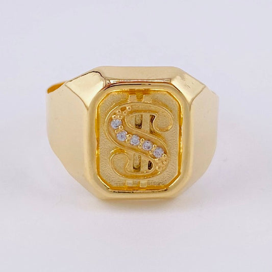 Anillo Sello Signo Pesos 3.95g / T10 3/4 Oro Amarillo 18K