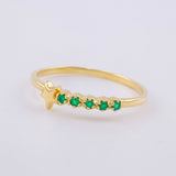 Channel Ring Star Emeralds 5pts 1.15g / T7 Yellow Gold 18K