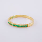 Anillo Carril Tupido Esmeraldas 17pts 1.5g / T6 1/2 Oro Amarillo 18K