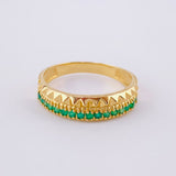 Double Rail Triangular Emerald Ring 15pts 2.95g / T5 3/4 Yellow Gold 18K