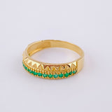 Double Rail Triangular Emerald Ring 15pts 2.95g / T5 3/4 Yellow Gold 18K