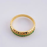 Double Rail Triangular Emerald Ring 15pts 2.95g / T5 3/4 Yellow Gold 18K