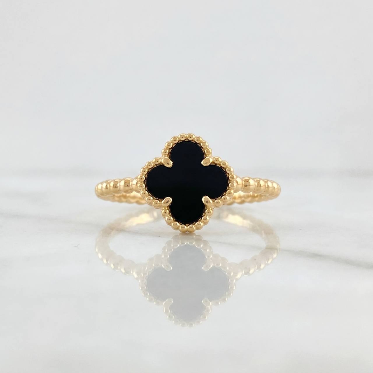 Clover Onyx Bubble Ring 2.05g / T6 1/2 Yellow Gold 18K