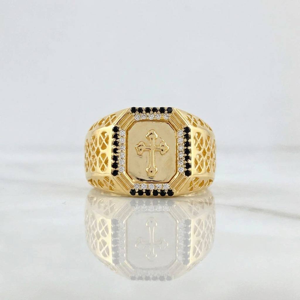 Anillo Cruz Bordeada 8g / T10 3/4 Oro Amarillo 18K