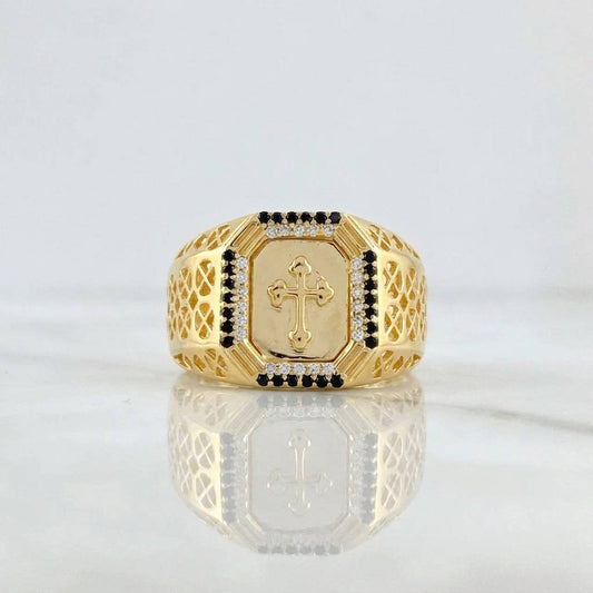 Anillo Cruz Bordeada 8g / T10 3/4 Oro Amarillo 18K