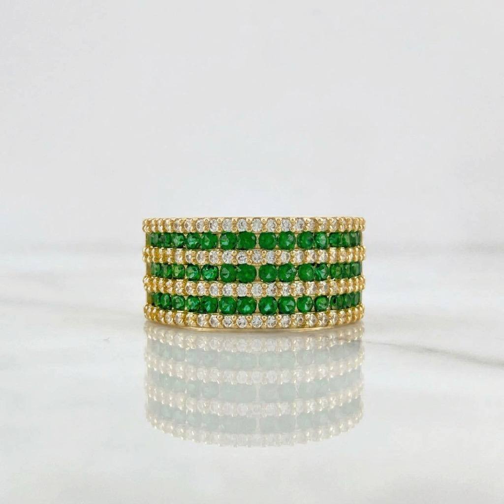Triple Channel Inlaid Ring 5.3g / Size 7 1/4 Yellow Gold 18K