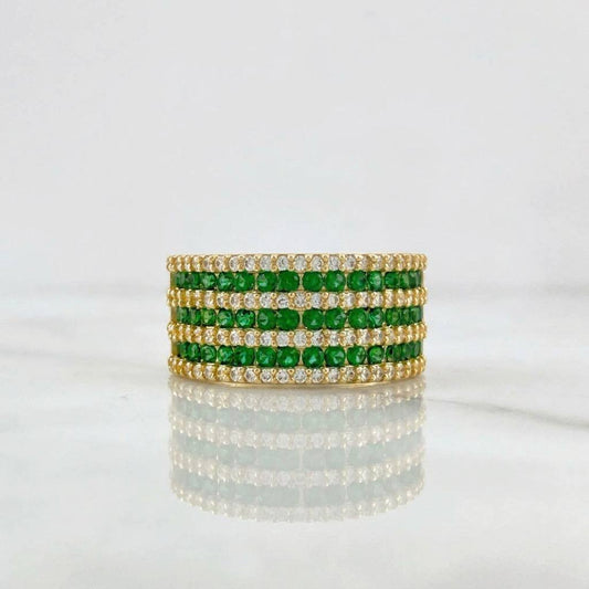 Triple Channel Inlaid Ring 5.3g / Size 7 1/4 Yellow Gold 18K