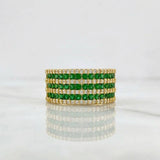 Triple Channel Inlaid Ring 5.3g / Size 7 1/4 Yellow Gold 18K