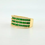Triple Channel Inlaid Ring 5.3g / Size 7 1/4 Yellow Gold 18K
