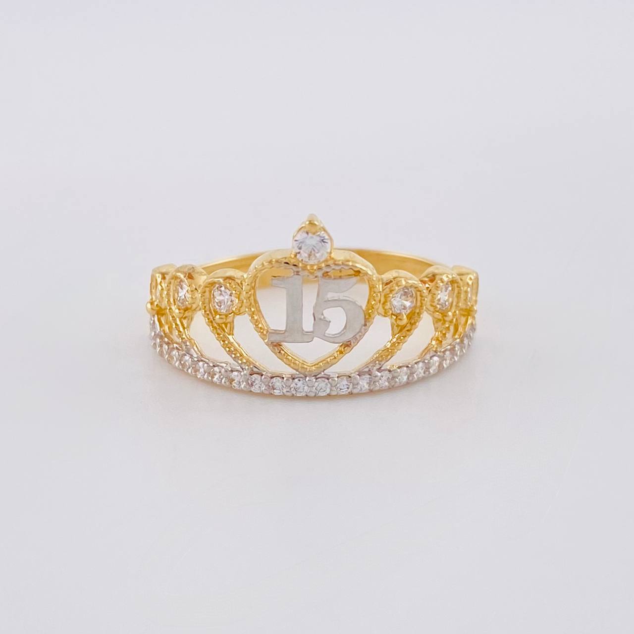 Crown Ring 15's 2.05g / T6 Two-Tone Yellow White Gold 18K