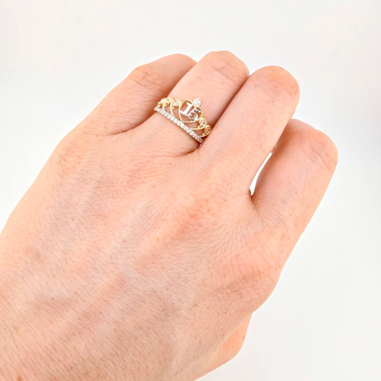 Crown Ring 15's 2.05g / T6 Two-Tone Yellow White Gold 18K