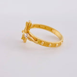 Punctuated Christ Cross Ring 3.05g / T7 Two-Tone Yellow White Gold 18K