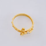 Punctuated Christ Cross Ring 3.05g / T7 Two-Tone Yellow White Gold 18K
