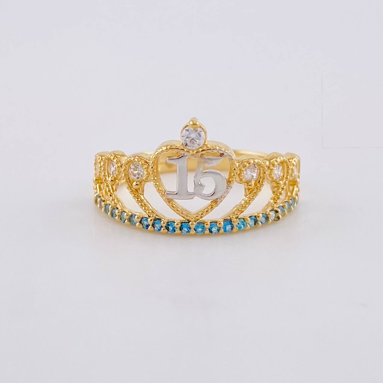 Crown Ring 15's 2.1g / T5 1/2 Two-Tone Yellow White Gold 18K
