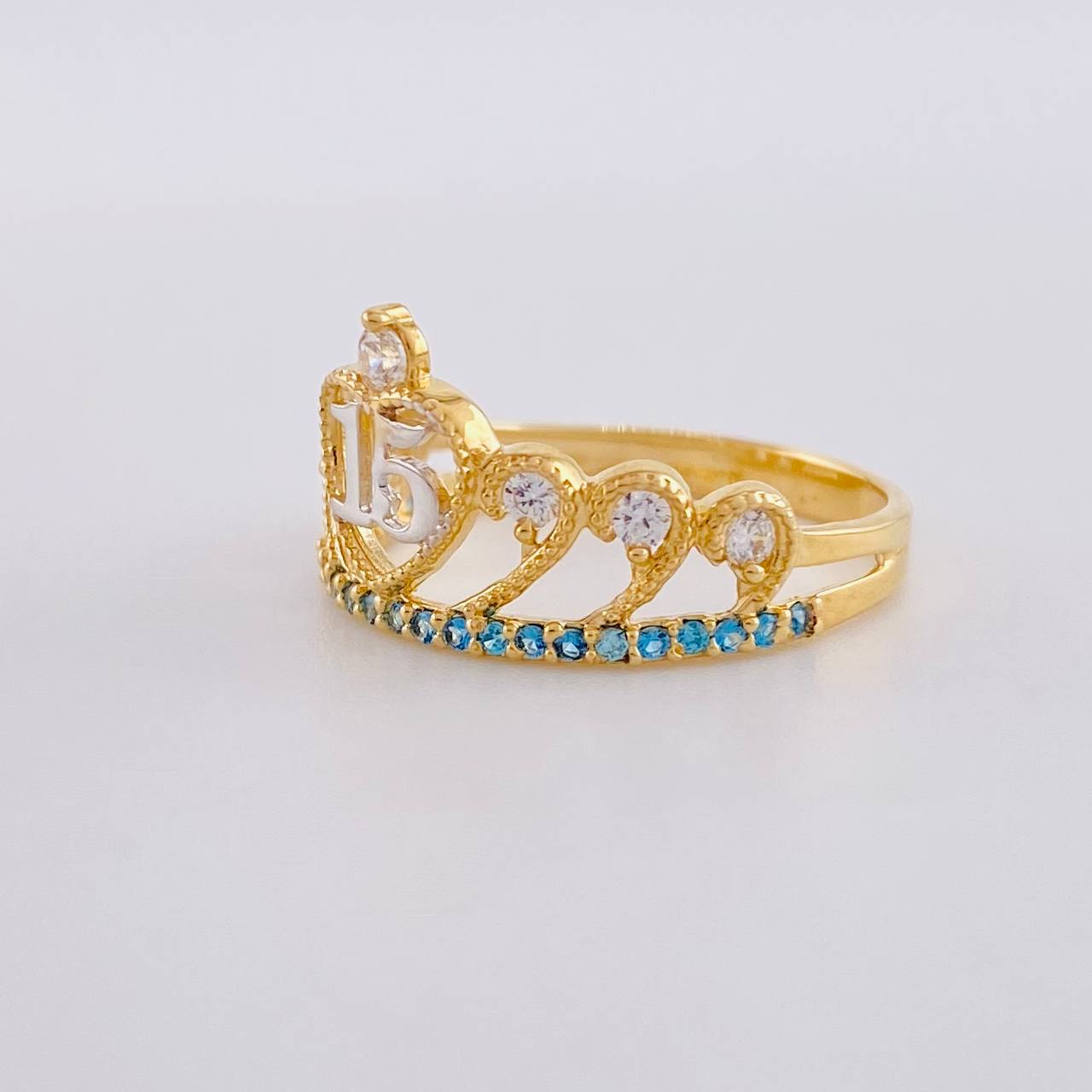 Crown Ring 15's 2.1g / T5 1/2 Two-Tone Yellow White Gold 18K