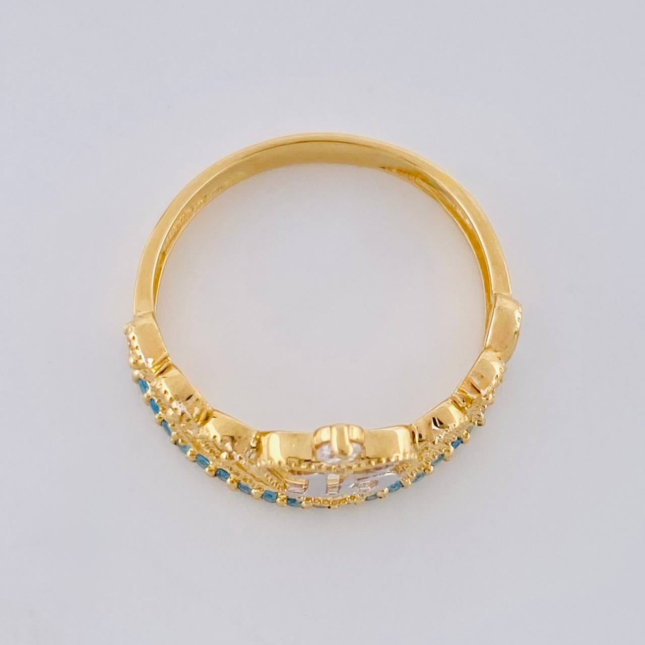Crown Ring 15's 2.1g / T5 1/2 Two-Tone Yellow White Gold 18K
