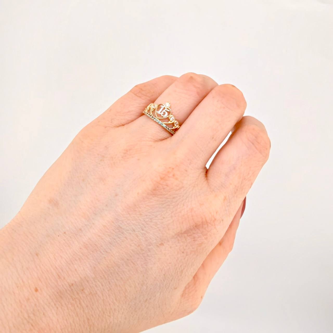 Crown Ring 15's 2.1g / T5 1/2 Two-Tone Yellow White Gold 18K