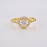 Round Halo Ring 2.3g / Size 5 1/4 Yellow Gold 18K