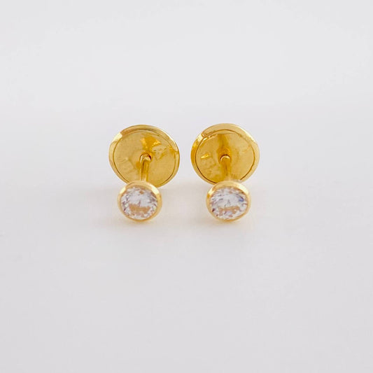 Stud Earrings Bevel 0.4g / in / 2.85mm Yellow Gold 18K