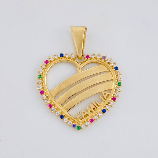 Dije Corazón Familia 3.35g / 1 1/4 in Oro Amarillo 18K