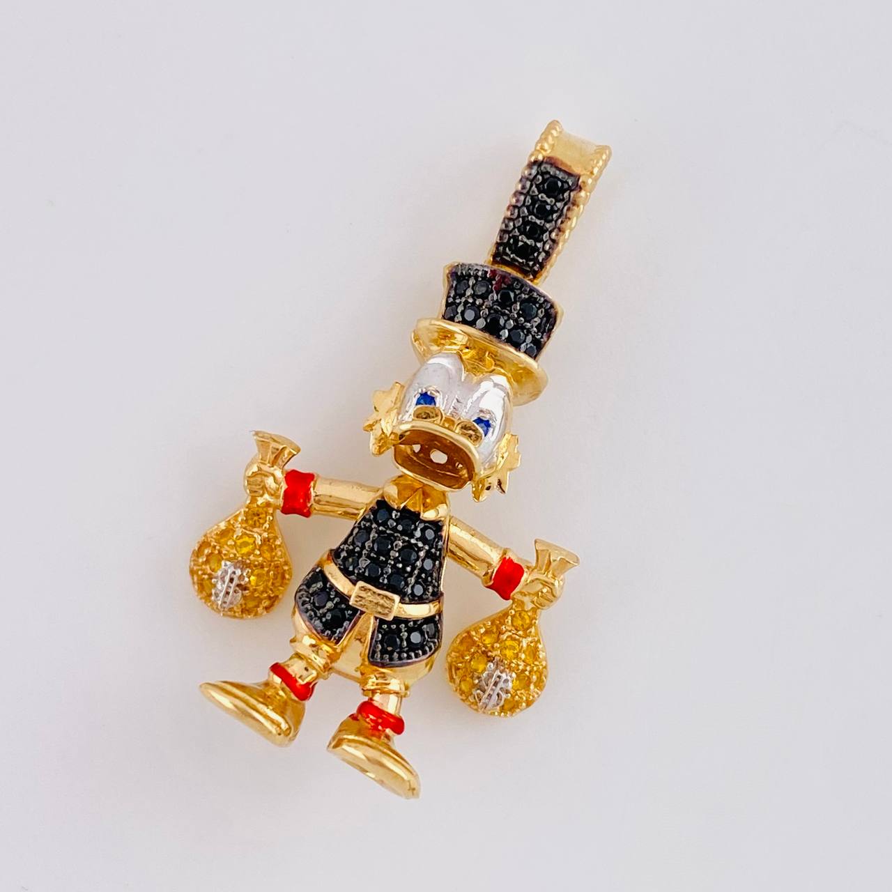 Dije Pato Bolsas Dinero 6g / 1 1/2 in Dos Oros Amarillo Blanco 18K