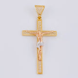 Pendant Flat Cross 6.6g / 2 1/4 in Three Golds 18K