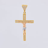 Pendant Flat Cross 6.6g / 2 1/4 in Three Golds 18K