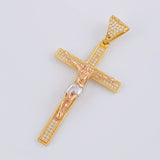 Pendant Flat Cross 6.6g / 2 1/4 in Three Golds 18K