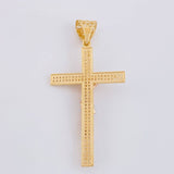 Pendant Flat Cross 6.6g / 2 1/4 in Three Golds 18K